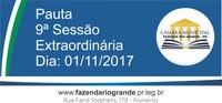 Pauta da 09ª Sessão Extraordinária 01/11/2017