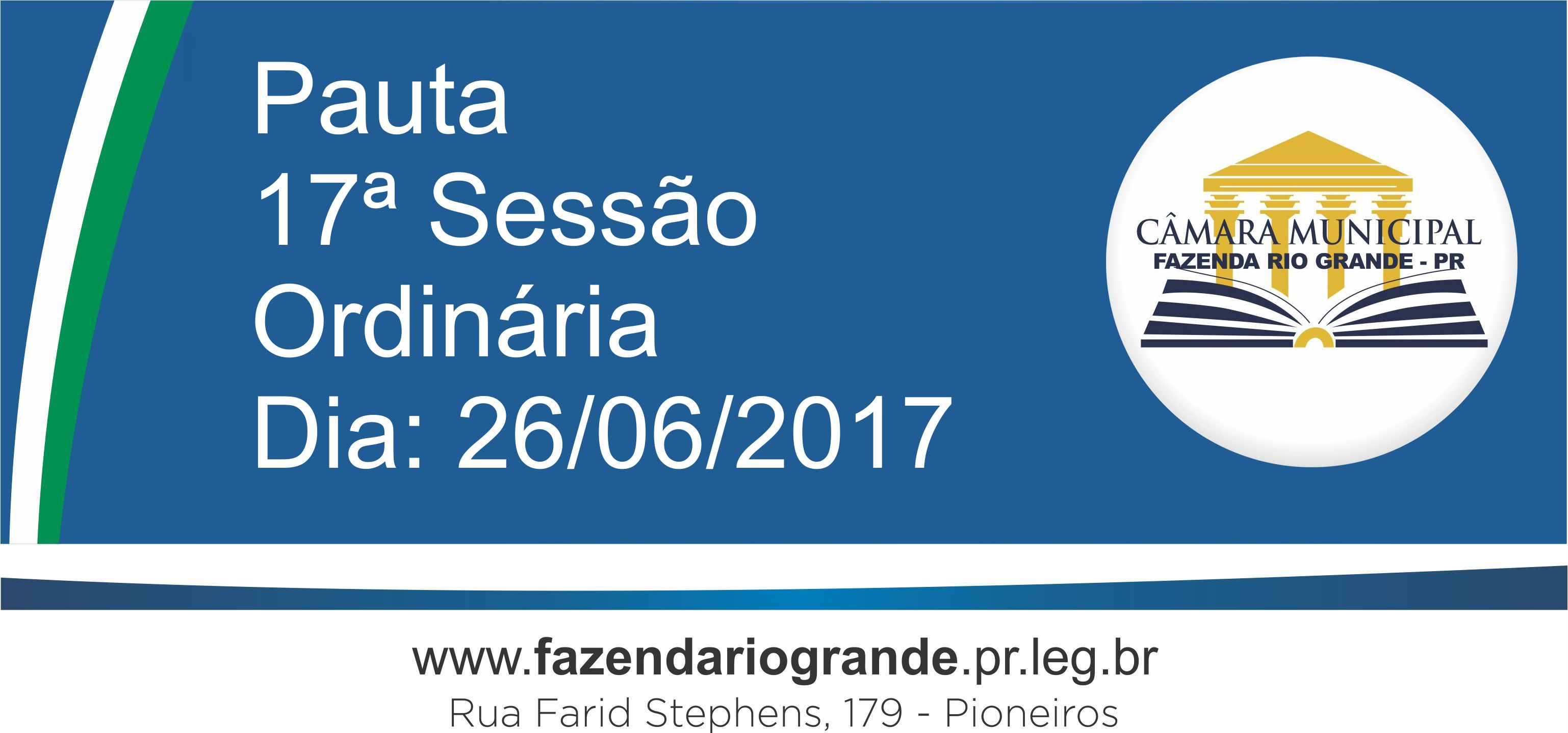 Pauta da 17ª Sessão Ordinária 26/06/2017